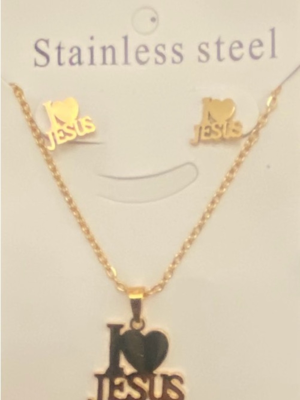 Gold-Tone 'I ♥ JESUS' Pendant Necklace - Gold Religious Jewelry